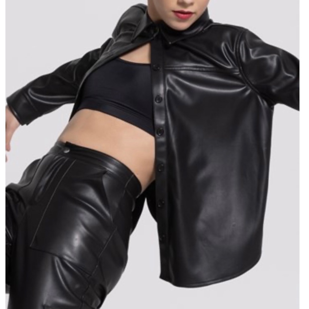 Weissman Style: AH12556 vegan leather sacket in black size MC. Dance costume!